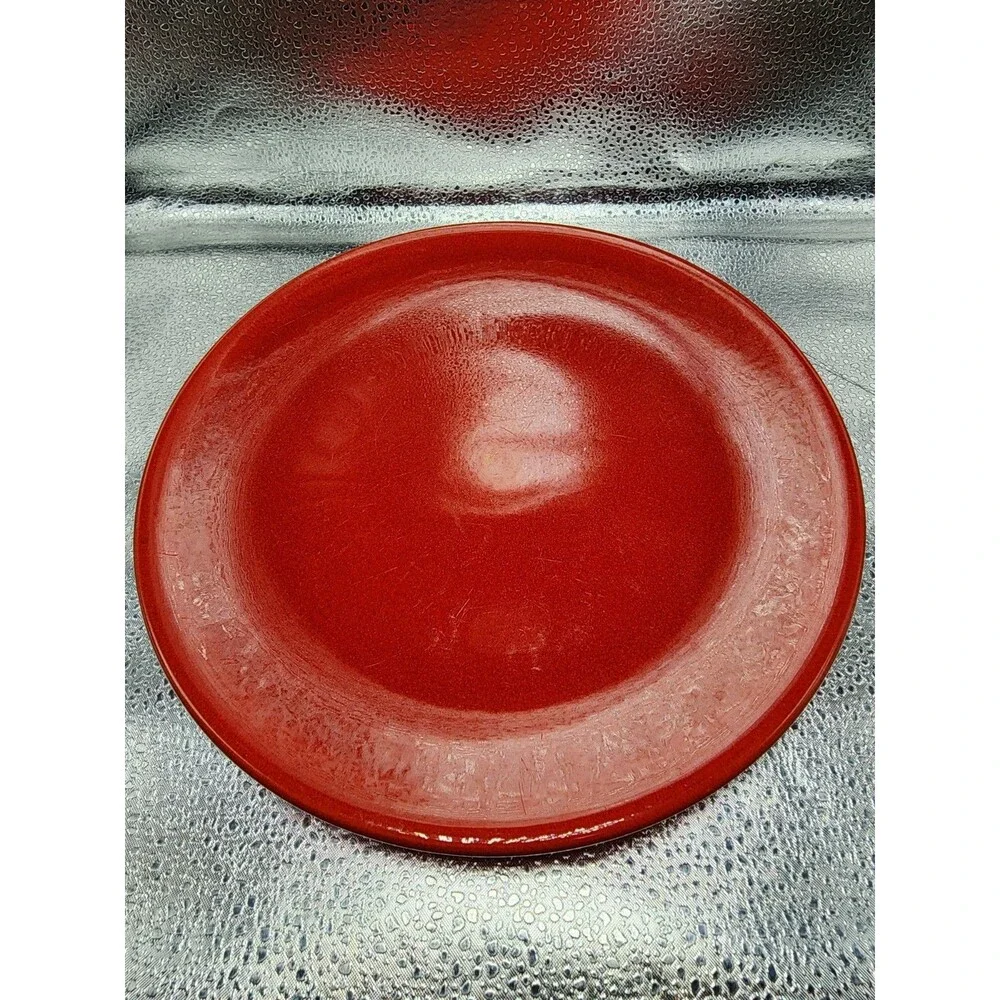 Crate & Barrel BRIGHT RED DINNER PLATE Made in BRAZIL (Set of 2)